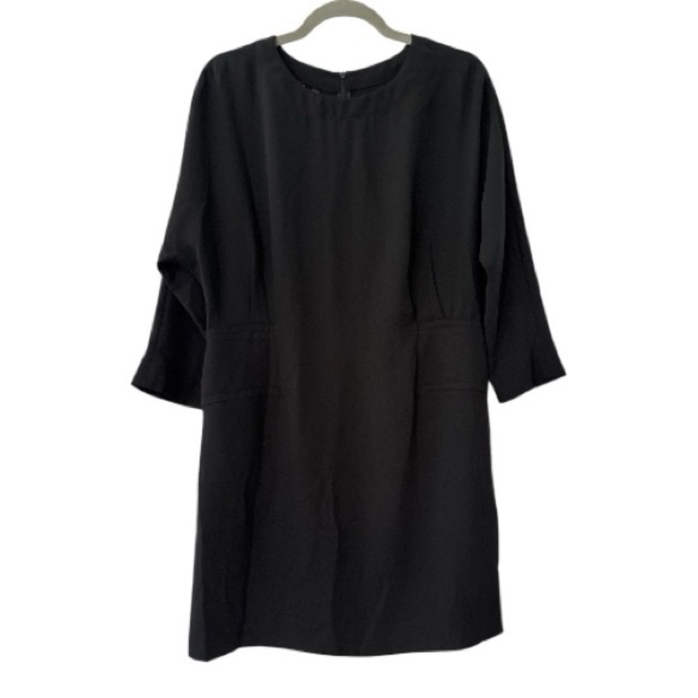 Mango Suit 3/4 Sleeve Shift Dress in Black Size 6